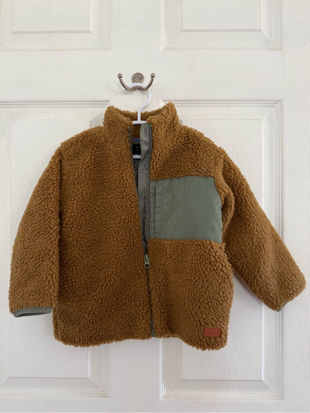 7 For All Mankind Toddler Teddy Sherpa Fleece Jacket 2T Camel Zip Up